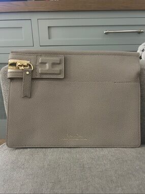 India Hicks zipper Clutch in taupe